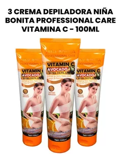 3 Crema Depiladora Niña Bonita Care Vitamina C - 100ml