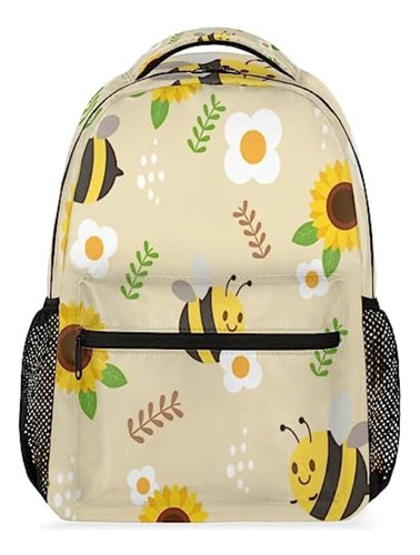 Mochila Preescolar Con Abeja Girasol, Mochila Viaje Unisex X