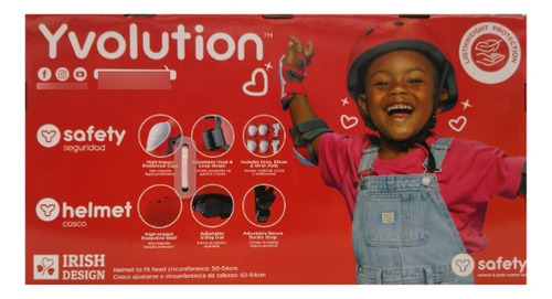 Set De Proteccion Casco Codera Muñequera Para Niños Color Rojo