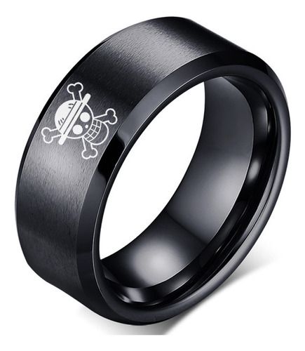 Anillo De Una Pieza De Acero Inoxidable Negro Para Hombres,.