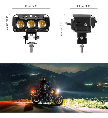 2pzs Faros Auxiliares 3 Modos Doble Color Led Para Auto Moto Negro
