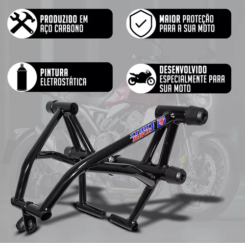 Protetor De Motor Stunt Race Nxr Bros160 Xre190 Preto Brilho