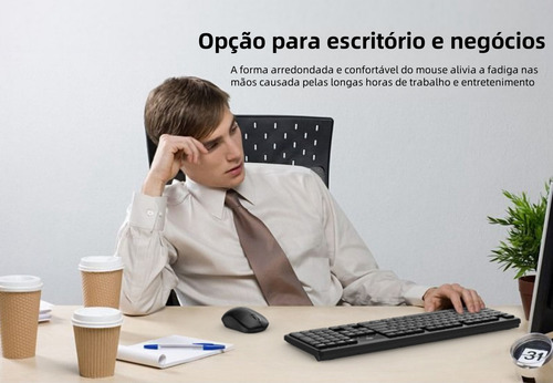 Kit Teclado E Mouse Sem Fio Usb 2.4ghz Combo Com Bateria