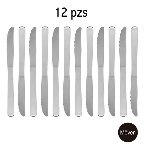 Set De Cuchillos Acero Inoxidable 12 Piezas Moven Aries Color Plateado