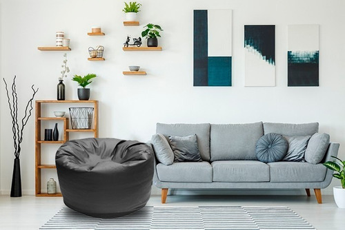 Puff Round Lunics Soporta 100kg Colores Color Negro