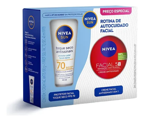 Kit Rotina De Autocuidado Facial Com Protetor Solar Toque Seco FP...
