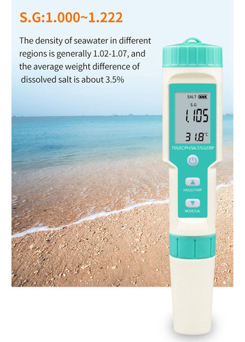 Medidor Digital De Calidad Del Agua 7 En 1 Ph Tds Temp Ec