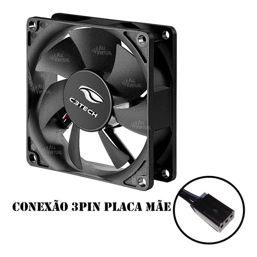 Kit 2x Cooler Fan 80x80x25 Mm Placa Mãe Gabinete Gamer 12v