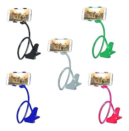 Imagen 2 de 6 de Pack 5 Soporte De Celular Pinza Brazo Flexible Mesa Y Auto