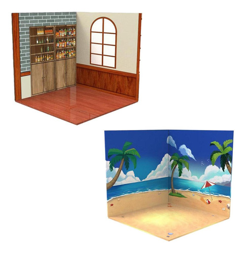 2 Uds Modelo Pantalla Telón De Fondo Diorama Garaje Para