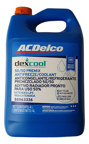 Líquido refrigerante/anticongelante ACDelco 88863336 Dexcool naranja en bidón 4L