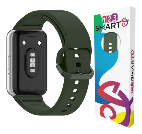 Pulseira De Silicone Marca Premium 123smart Compativel Com Galaxy Fit 3 Sm-r390 - Cor Verde Militar