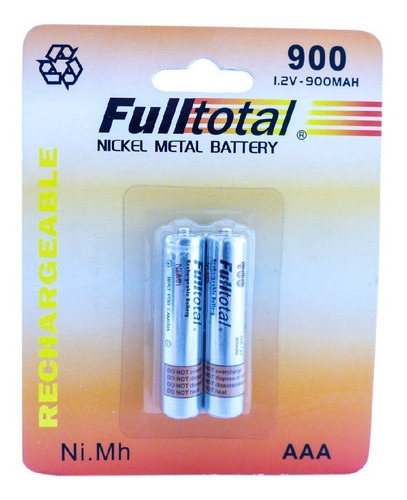 Blister X2 Pilas Baterias Aaa Recargable 900 Mah Fulltotal