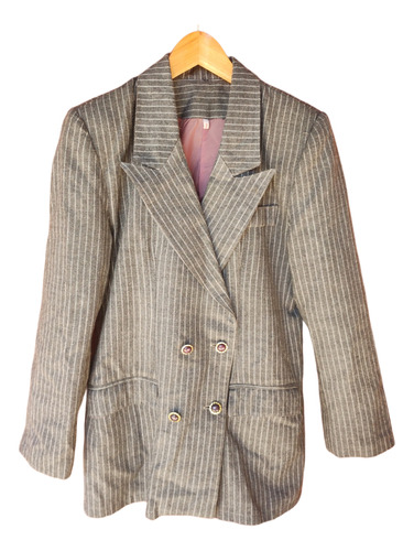 Blazer Vintage Rayado Gris