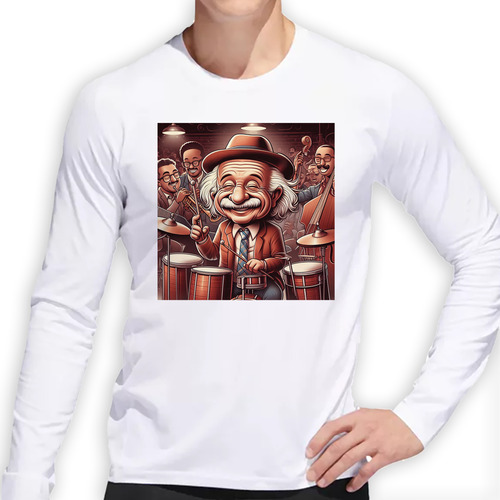 Remera Hombre Ml Einstein Tocando La Bateria Bata Musica