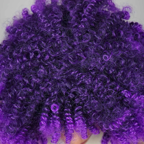 Wig Cabelo Natural Roxo Cacheado Colorida Lf Cabelos 30cm