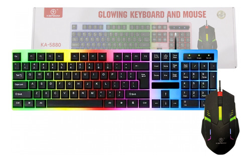 Kit Teclado E Mouse Gamer Semi Mecânico Led Rgb Mouse Preto Teclado Preto