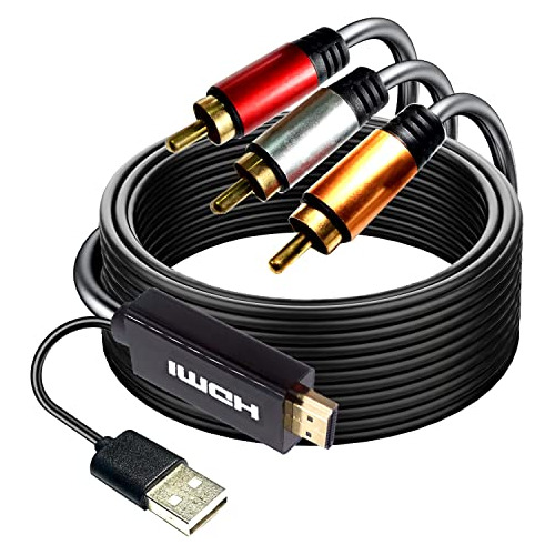 Cable Rca A Hdmi De 10 Pies Con Ic, 3-rca Av A Hdmi Macho Ca