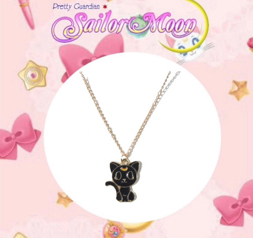 Collar De Luna De Sailor Moon Gato Negro Con Luna