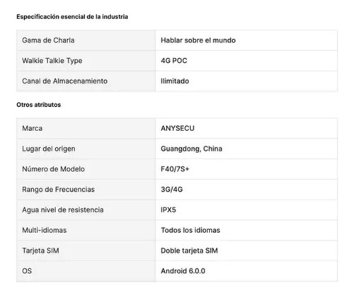 Celular Radio Internacional Anysecu F40 Nxradio Walkie Talki