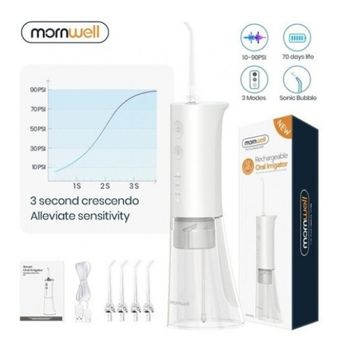 Aparelho Irrigador Oral Dental Mornwell 4 Bicos Recarregável