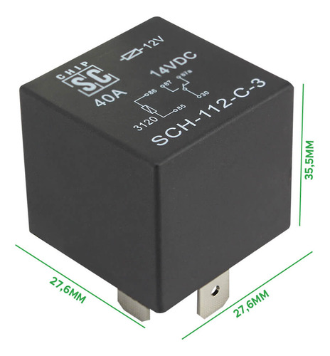 10x Relé Auxiliar 5 Pinos 12v 40a Universal Chipsce