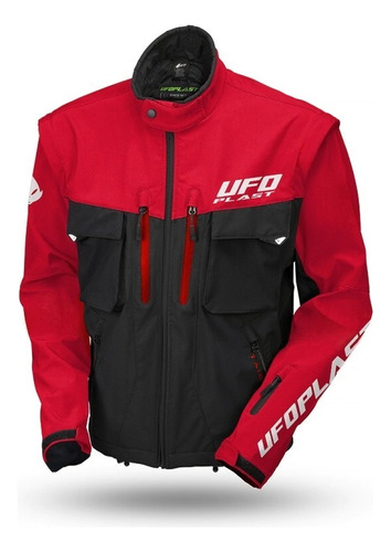 Campera Enduro Ufo Taiga C/ Protecciones Chaleco Desmontable Rojo Liso L