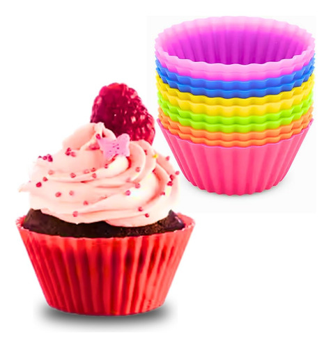 Kit De 12 Moldes De Silicona For Cupcakes, Muffins,