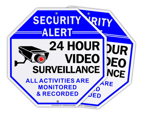 Paquete De 2 Letreros De Vigilancia De Video, 10 X 10 Pulgad