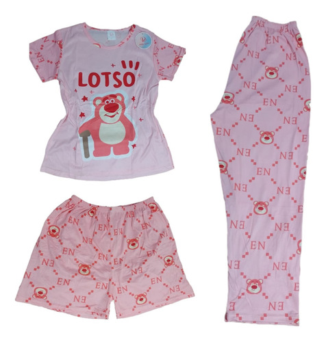 Pijama Set 3piezas Kitty Kuromi Mickey Snoopy Winnie Holgada