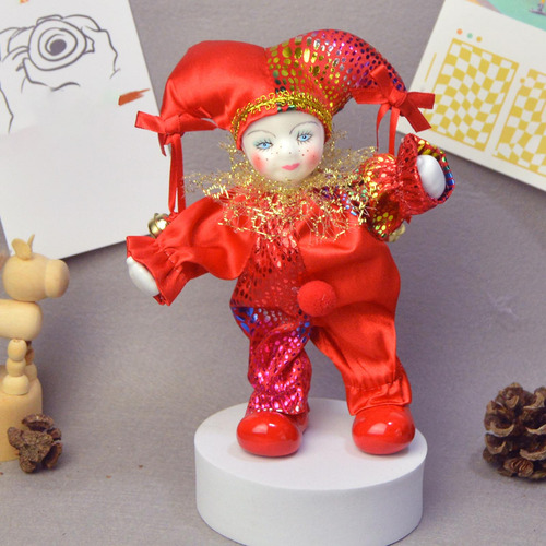 Boneco De Porcelana Jester 7,09'' Decoração De Mesa Para