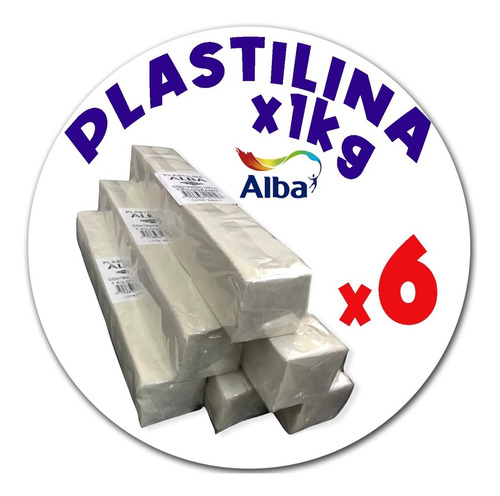 Plastilina Alba X 6 K Blanca Profesional No Tóxica Moldeable