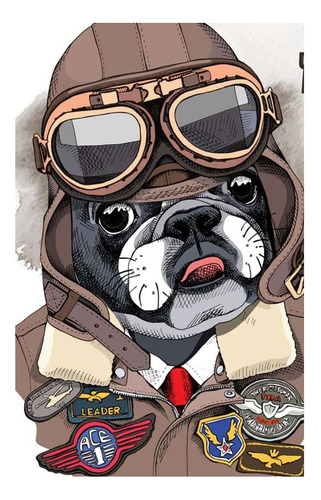 Vinilo 40x60cm Bulldog Piloto Perro Vestido Aviador