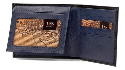 Billetera Lincoln´s hombre Con Vivo Vertical 10671 Azul