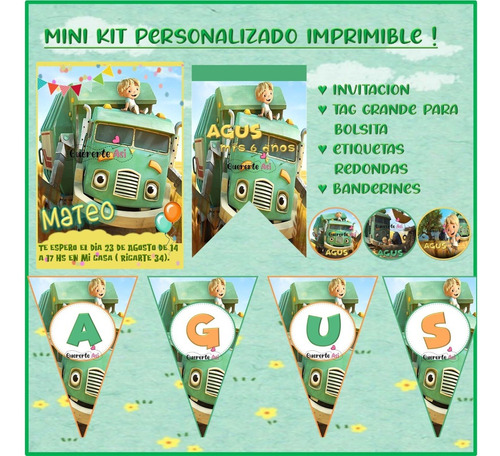 Kit Personalizado Imprimible  Trash Truck/ El Gran Camion