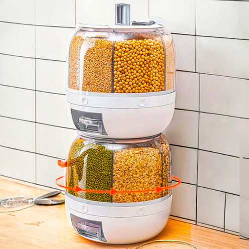 Dispenser Cereal - Com 6 Divisões Para Armazenar Alimentos Cor Branco