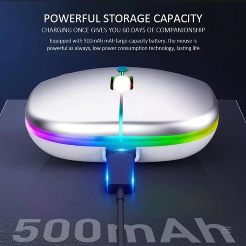 Mouse Led Wireless Sem Fio Recarregável Super Slim Branco