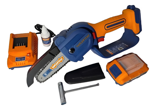 Motosierra Mini Sierra Podadora Inalámbrica Wadfow + Bateria Color Naranja/azul