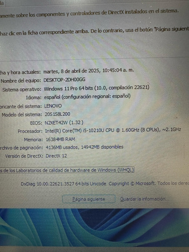 Laptop Lenovo Thinkpad T14 Generación 1 Negro (Usado)