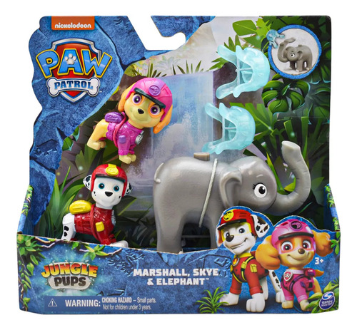 Paw Patrol - Figuras De Acción Marshall, Skye & Elephant Color Gris