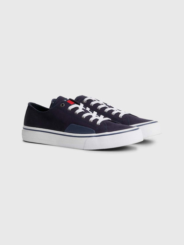 Tenis De Estilo Skater De Lona Azul De Hombre Tommy Jeans