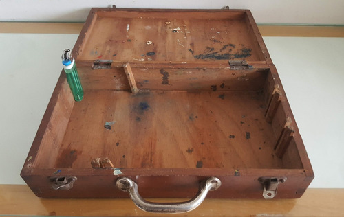 Antigua Caja Maleta Portafolio Organizador Madera Herrajes (Usado)