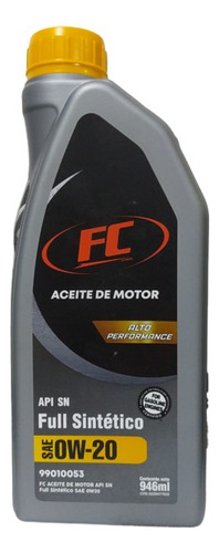 Aceite Motor Fc Api Sn Full Sintetico 0w-20