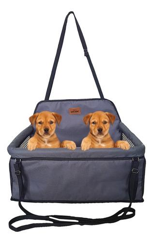 Cadeira Assento Carro Dupla Para 2 Pets Juntos Até 30kg Cor Cinza