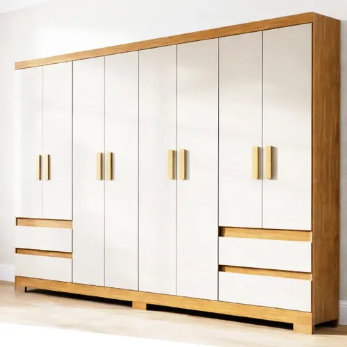 Guarda Roupa Casal Grande 8 Portas 4 Gavetas Moderno Paris Off White / Amadeirado — R$ 549,71 em Mercado Livre, 43% OFF
