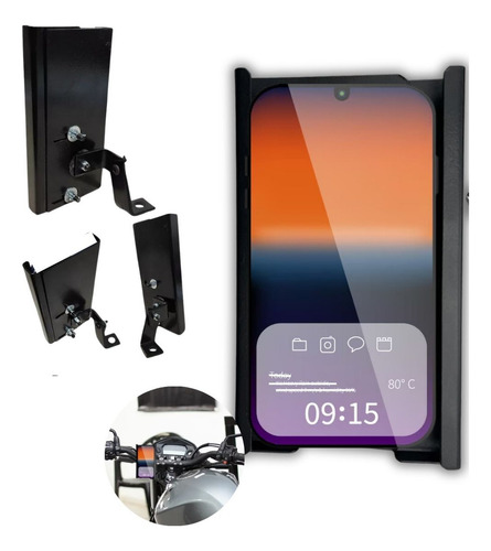 Suporte De Celular De Ferro P/ Moto Encaixe Retrovisor Cor Preto