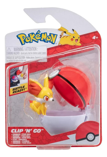 Muñeco Fennekin + Poke Ball - Pokemon Clip N Go
