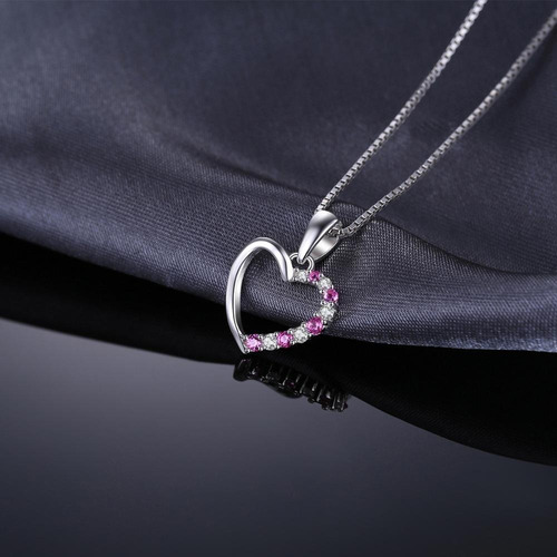 Collar Colgante Plata 925 Y Circones Diseño Corazón Florido