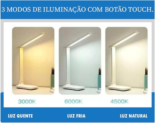 Lámpara De Mesa Táctil Led Recargable Con 3 Niveles De Luz