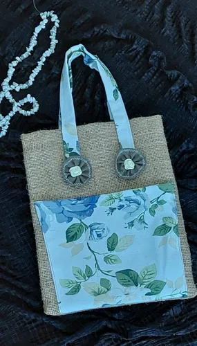 Bolso de arpillera y tela cheap